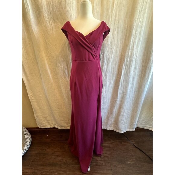 NWT Lulus Womens Maxi Dress Size M Song‎ of Love Magenta Pink Off-The-Shoulder - Picture 6 of 16